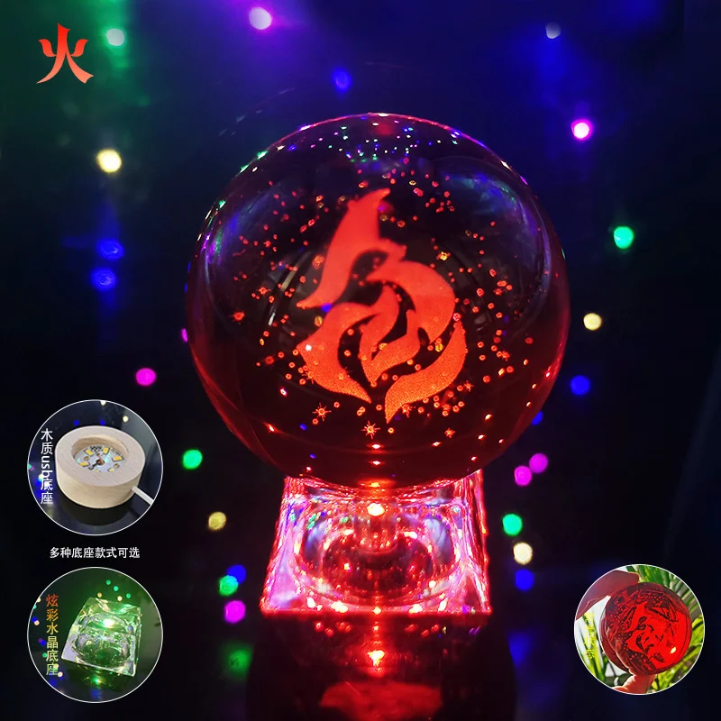 Game Honkai: Star Rail Element Crystal Ball Model Toy Light Water Wind Thunder Fire Rock Ice Element Ball Prop Accessories