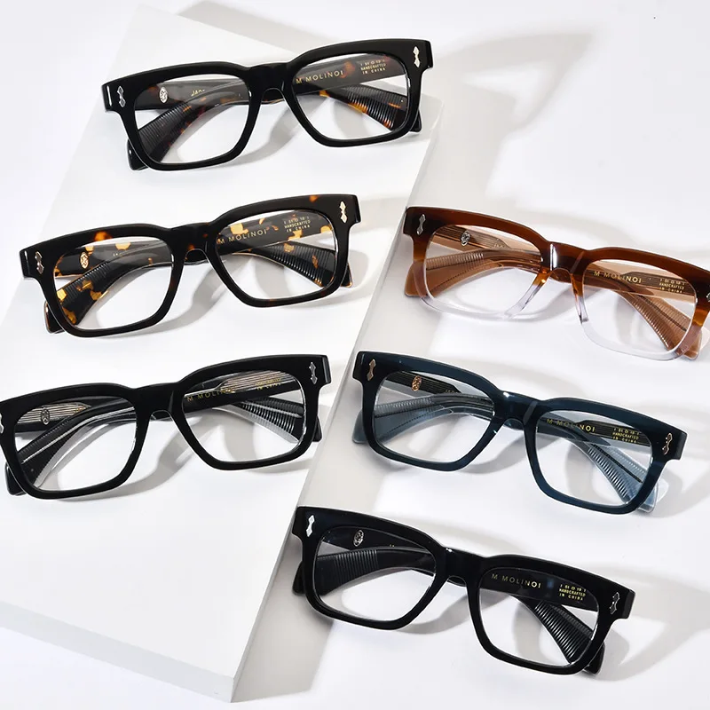 

High quality vintage square thickened plate myopia glasses frame, small group literary tortoiseshell blue business optical glas