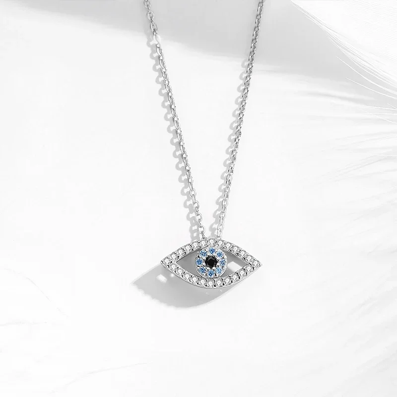 TONGZHE Evil Eye Pendant Necklace For Women  925 Sterling Silver Lucky Zircon Turkey Girls Gifts Party Fine Jewelry