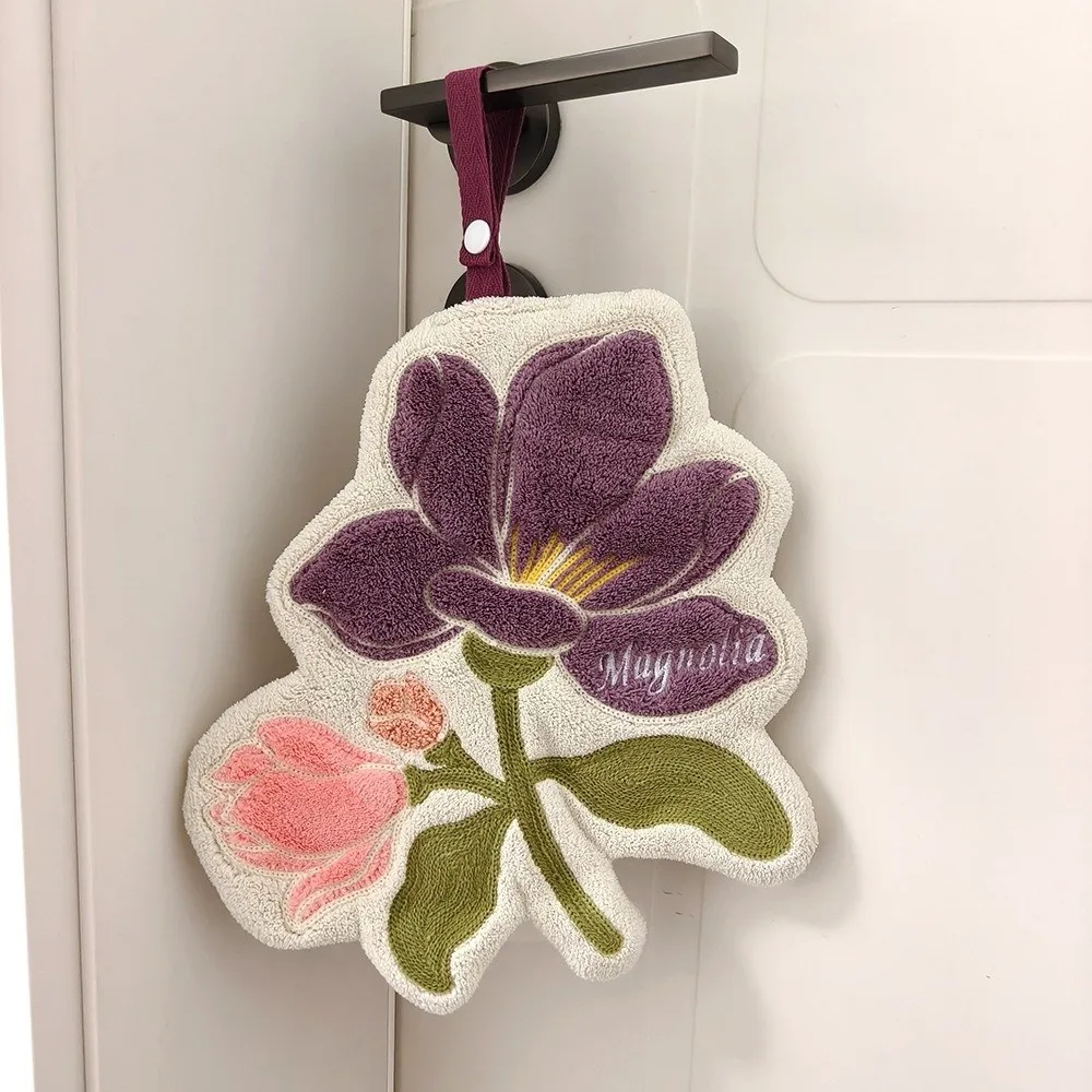 New Absorbent Floral Hand Towel Thickened Lint Free Hanging Hand Towel Fabric Kitchen Hand Towel Kitchen Use