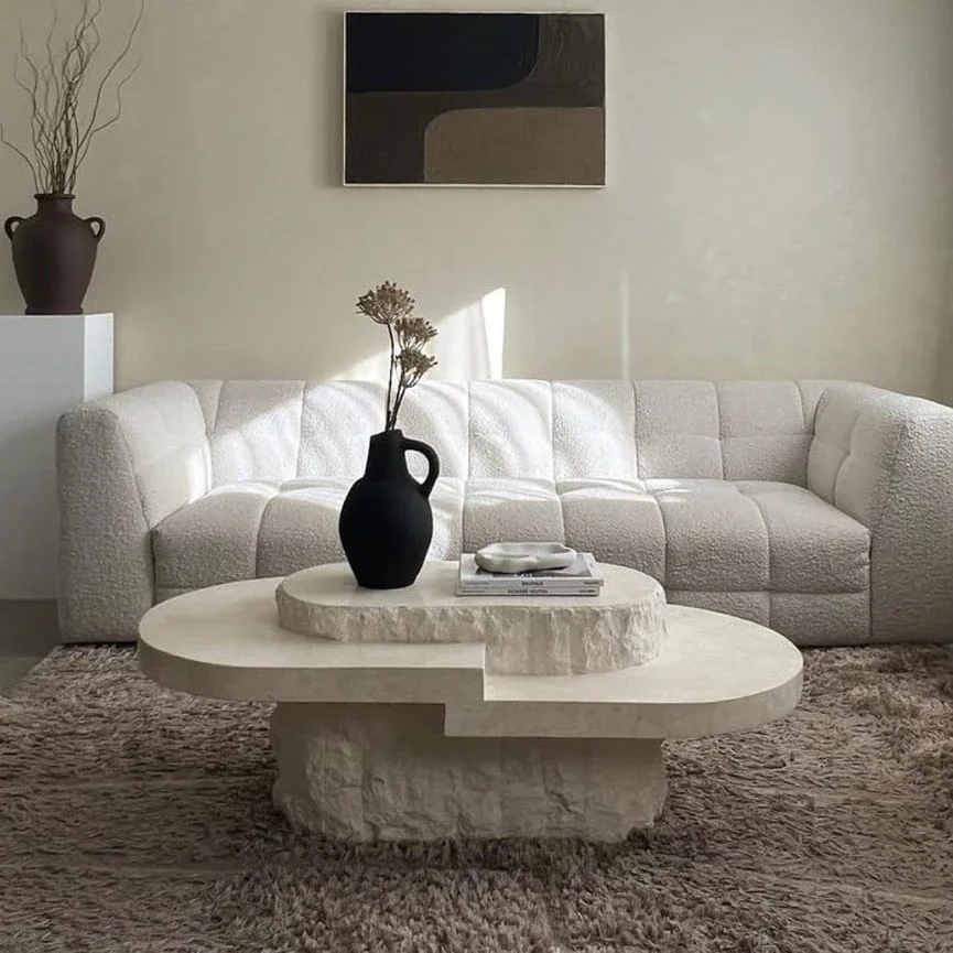 #Any Size Custom Roman Wabi Sabi Oval Table Stone Look Fiberglass Boutique ShowroomHeat Scratch Resistant Artistic Shape Customi