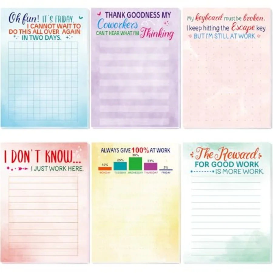 

Funny Notepads with Sayings Novelty Memo Pads Christmas Gag for Office Work Coworker Staff 6 Pack