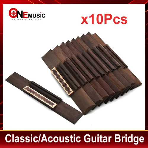 10 Uds guitarra clásica puente de palisandro ranurado para guitarra clásica de 6 cuerdas 185mm x 30mm
