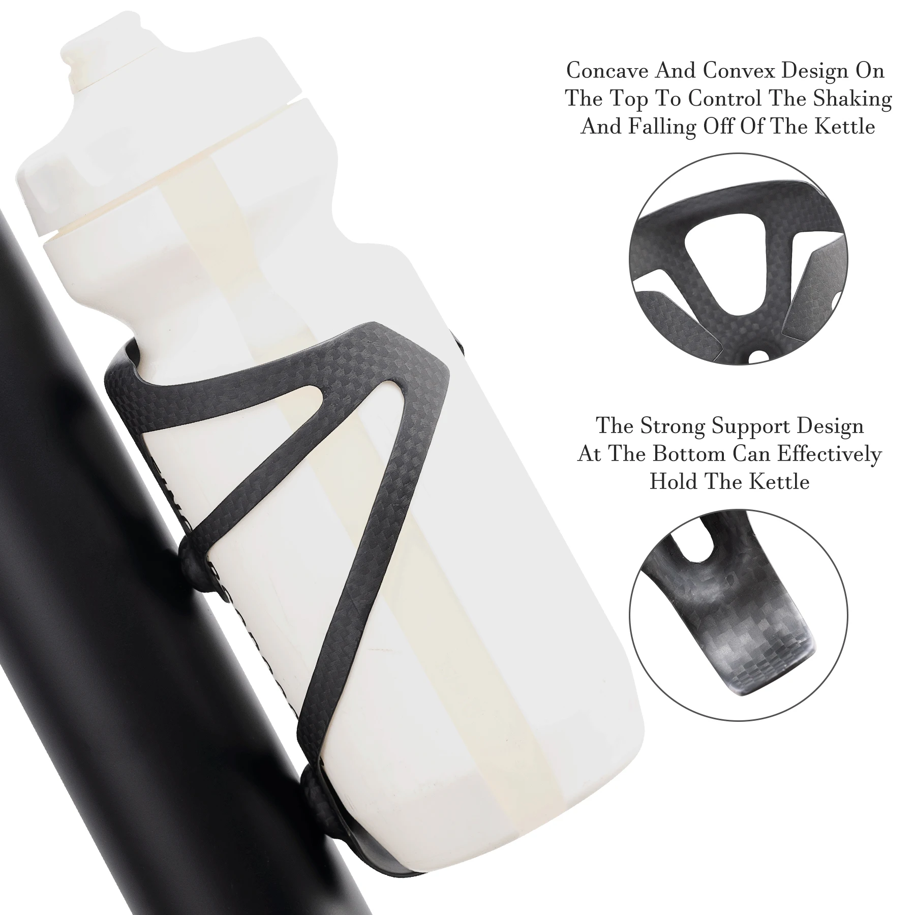 No Logo 3K Carbon Fiber Bicycle Water Bottle Cage MTB Road Bike Water Bottle Holder Cages, Matte Black, Weight (16±2g)