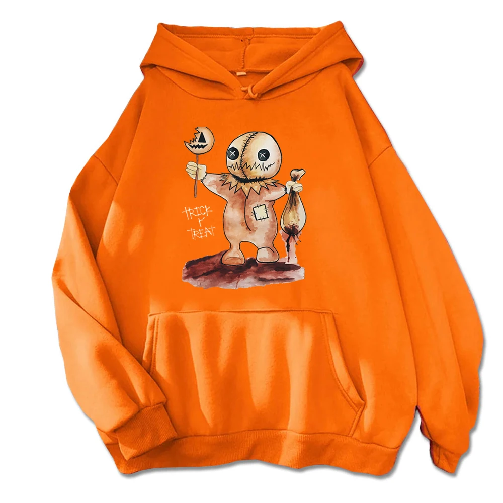 Trick-or-Treat Fashion Statement - Sweatshirt Featuring Hiding Beast Clown & Fiery Background Hoodie Customizable Sweatshirt