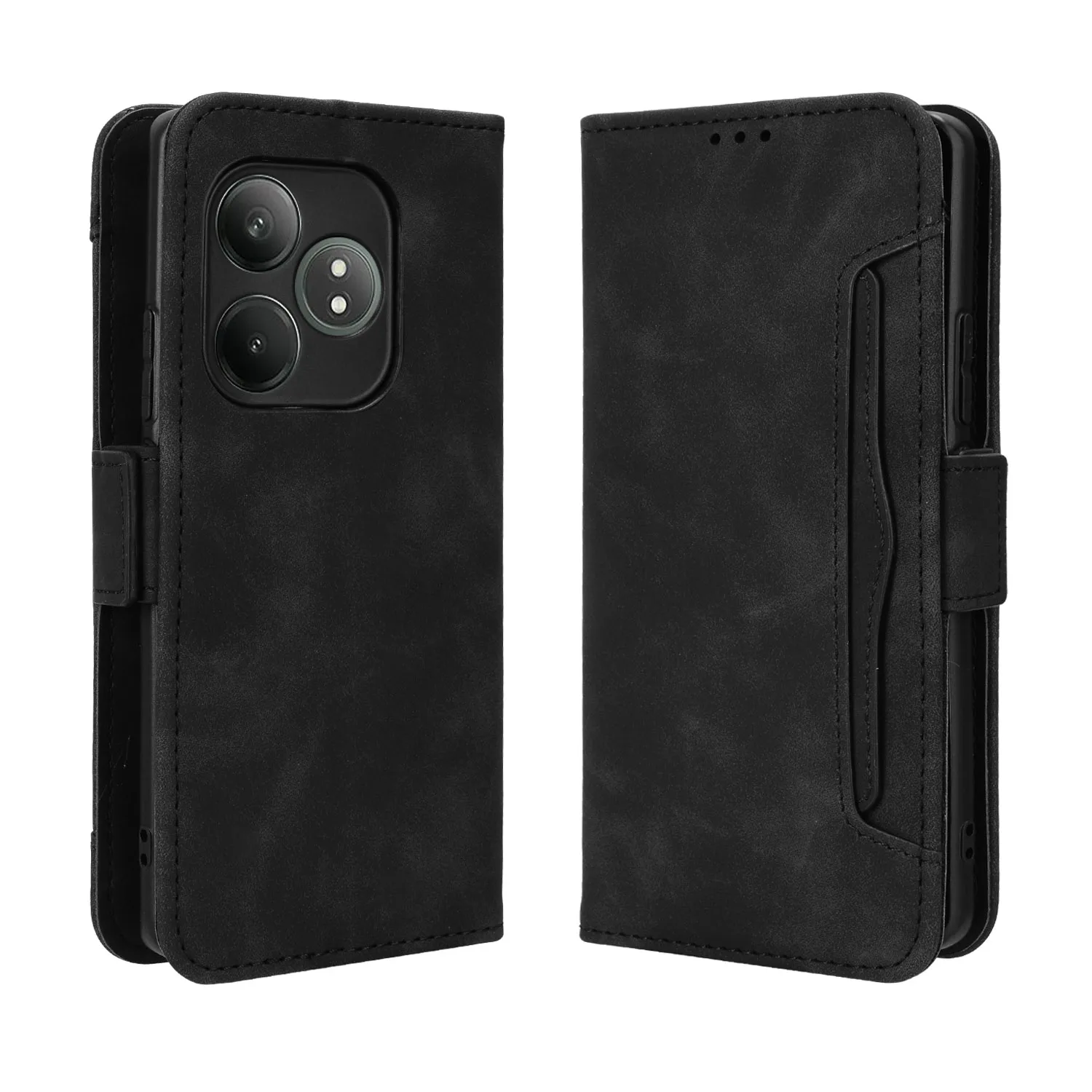 Card Slot Wallet Cover for Realme GT 6T,RMX3853, Separate Type, Many Card Slot, Magnetic Button Flip, Leather Case