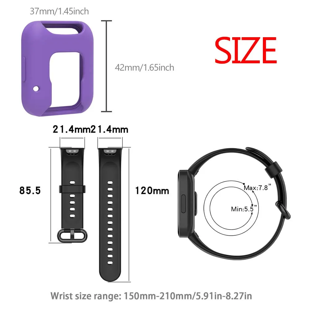 Silicone Strap + Protective Cover Compatible With Xiaomi Redmi Watch 2 Lite Smart Watch Band Wrist Band For Redmi Watch 2