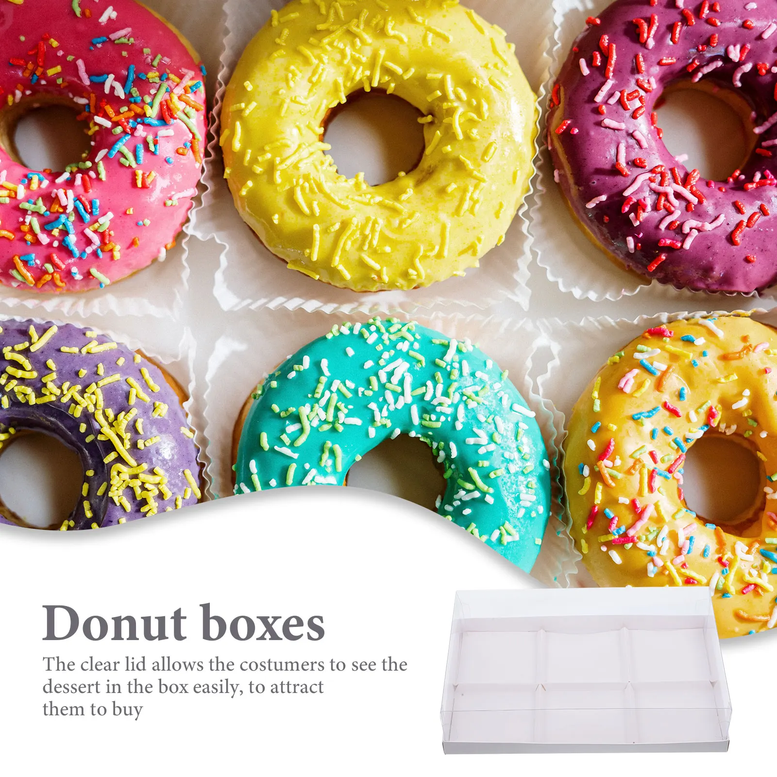 

5pcs Clear Bakery Boxes Donut Packaging Cupcake Containers Compartments Bulk Cake Boxes Gift Chocolate Muffins Carrier Food