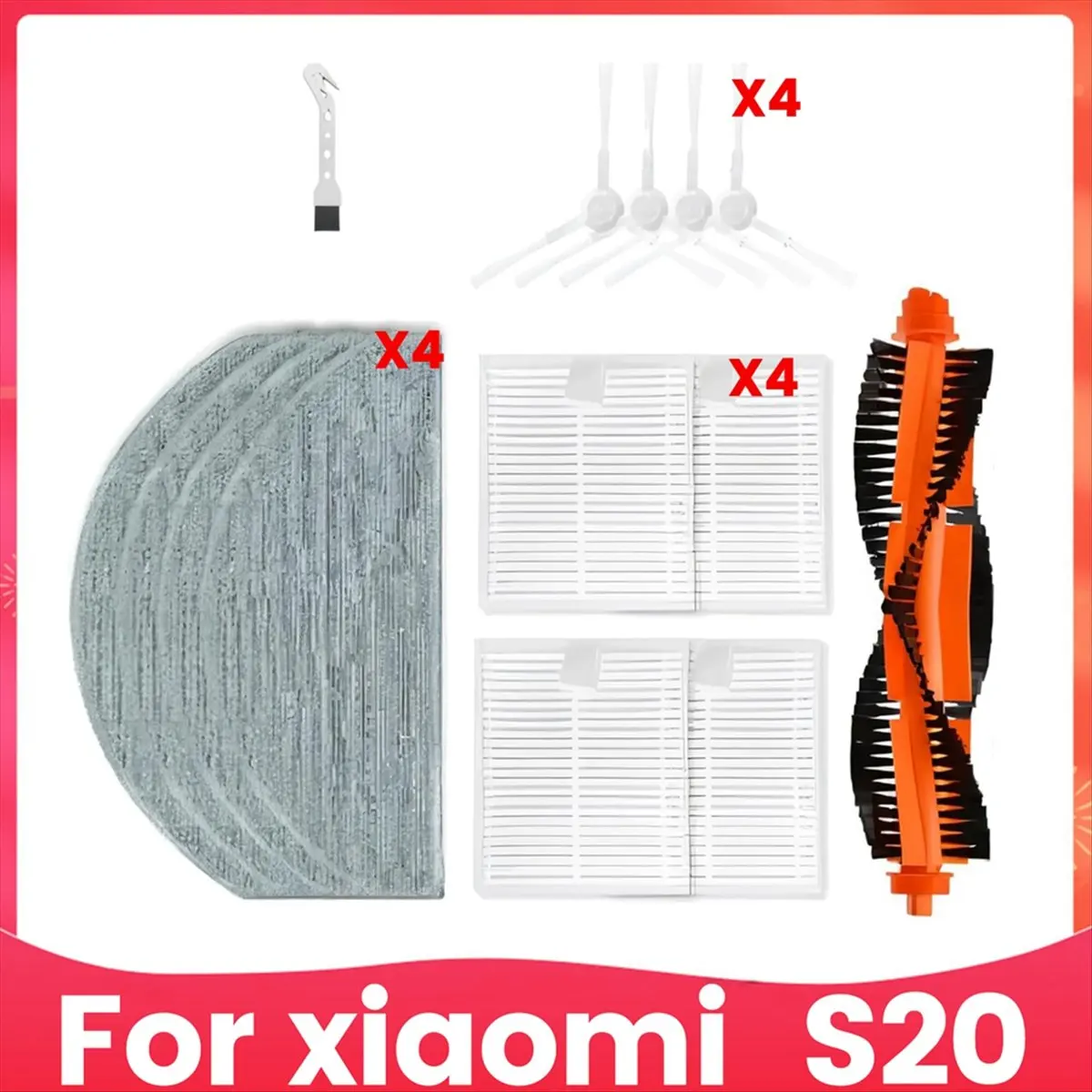 

A01M Accessories for Xiaomi S20 Robot Vacuum Cleaner Replacement Parts Main Side Brush Hepa Filter Mop Cloth