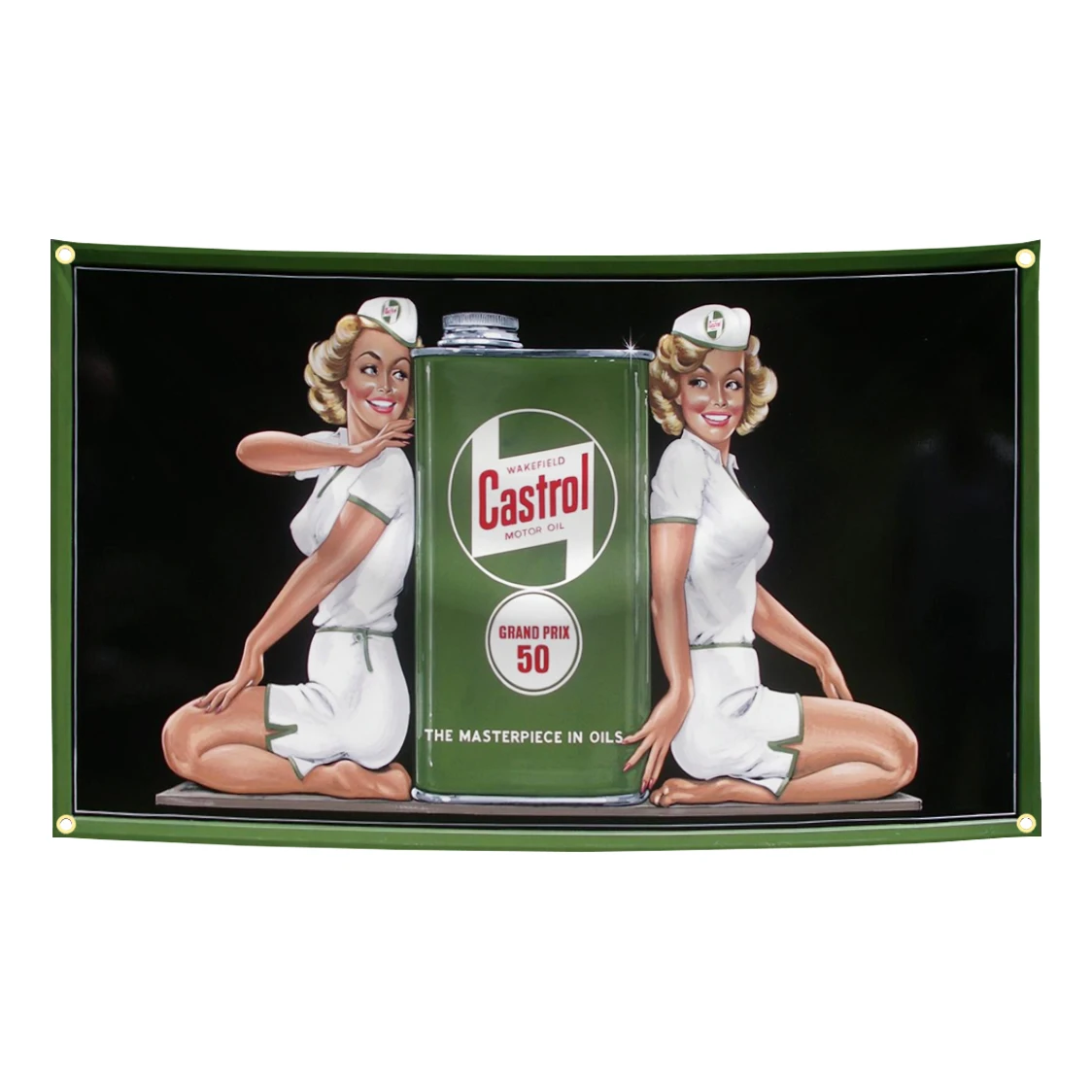 Castrol Retro Pin Up Girl Oil Can Flag Tapestry 3x5 Ft Polyester Banner With Brass Grommets For Garage Workshop Decor