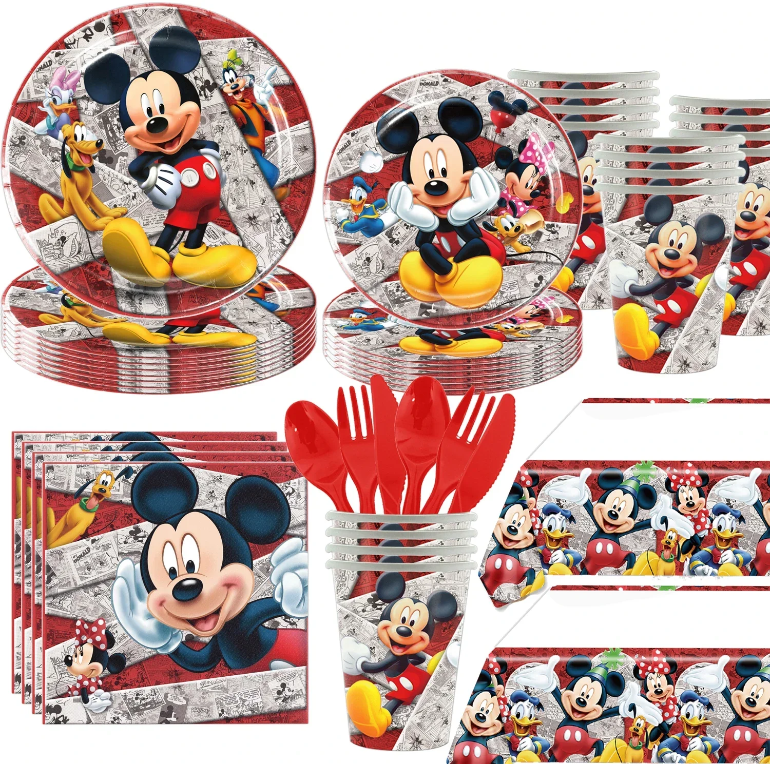 

Mickey Mouse Birthday Party Decorations Plates Balloons Disposable Tableware Baby Shower Supplies Customizable Backdrop