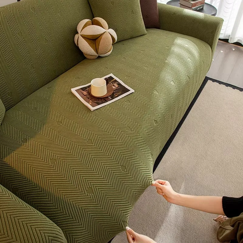Jacquard Sofa Cover Non Slip for Living Room 1 2 3 4 Seater Stretch Wear-resistant I Shape Couch Cover Furniture Protector 1PC