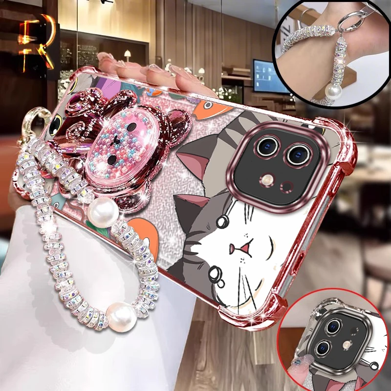 

Чехол-держатель для браслета с милым кошачьим принтом для iPhone 12Pro XSMAX 12 XS 11Pro 7 X 11ProMax 8 11 6plus 12ProMax XR Cover