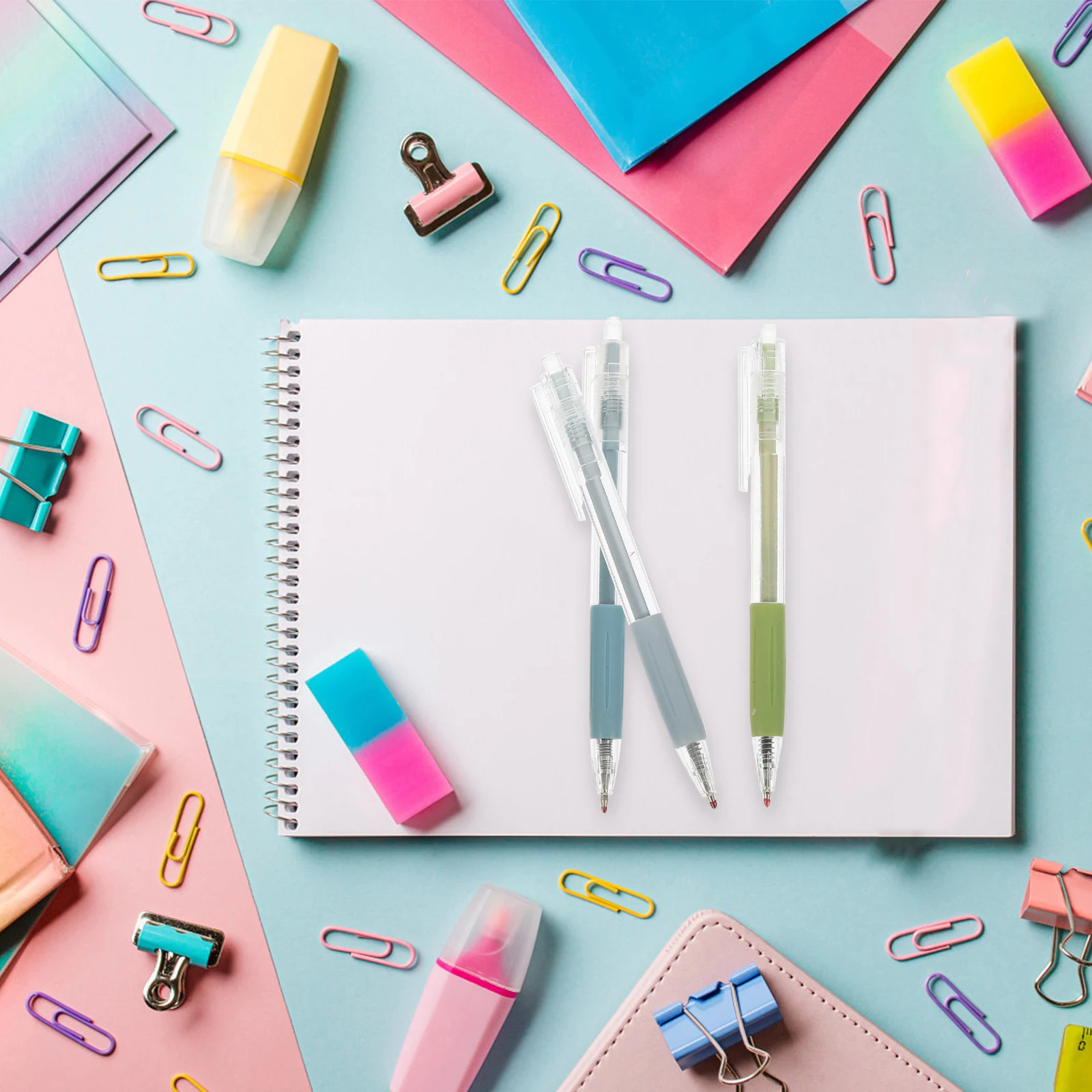 

5 Pcs 0.5mm Color Press Gel Pen Transparent Pressure Office Student Writing Tools Pink Green Blue Yellow Grey Plastic