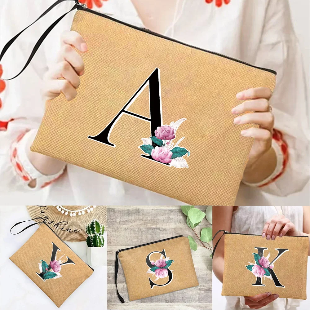 Cosmetic Bag Cosmetic Pack Handbag Travel Toiletry Wash Kit Storage Imitation Cotton Pouch whitemarble Serie Women Canvas