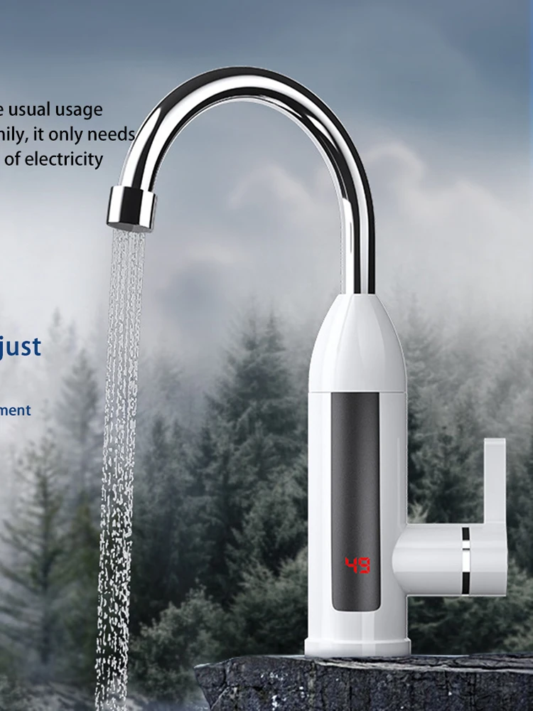 3000W Electric Hot Water Heater Faucet 360 Degree Adjustable Instant Electric Water Tap Tankless Water Heater for Kitchen Sink