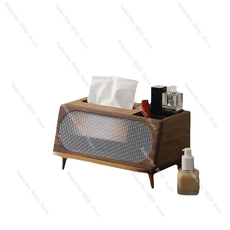 

Black Walnut Solid Wood Tissue Box - Multifunctional Storage Integrated Household Desktop Paper Box