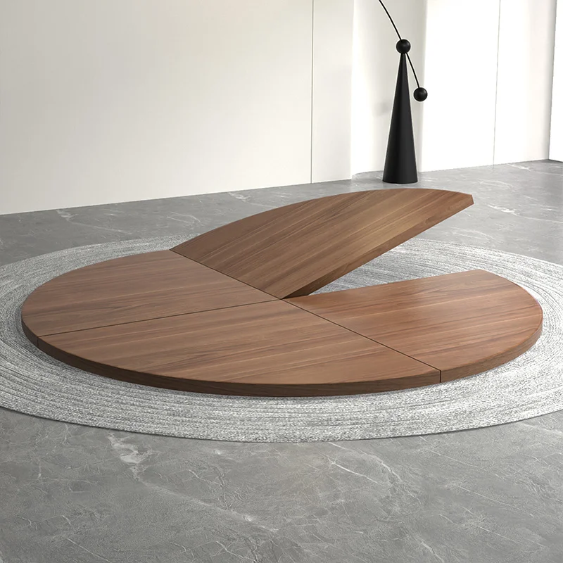 

Folding dining table Variable round dining table Household rotating plate Solid wood Panel Separate dining table