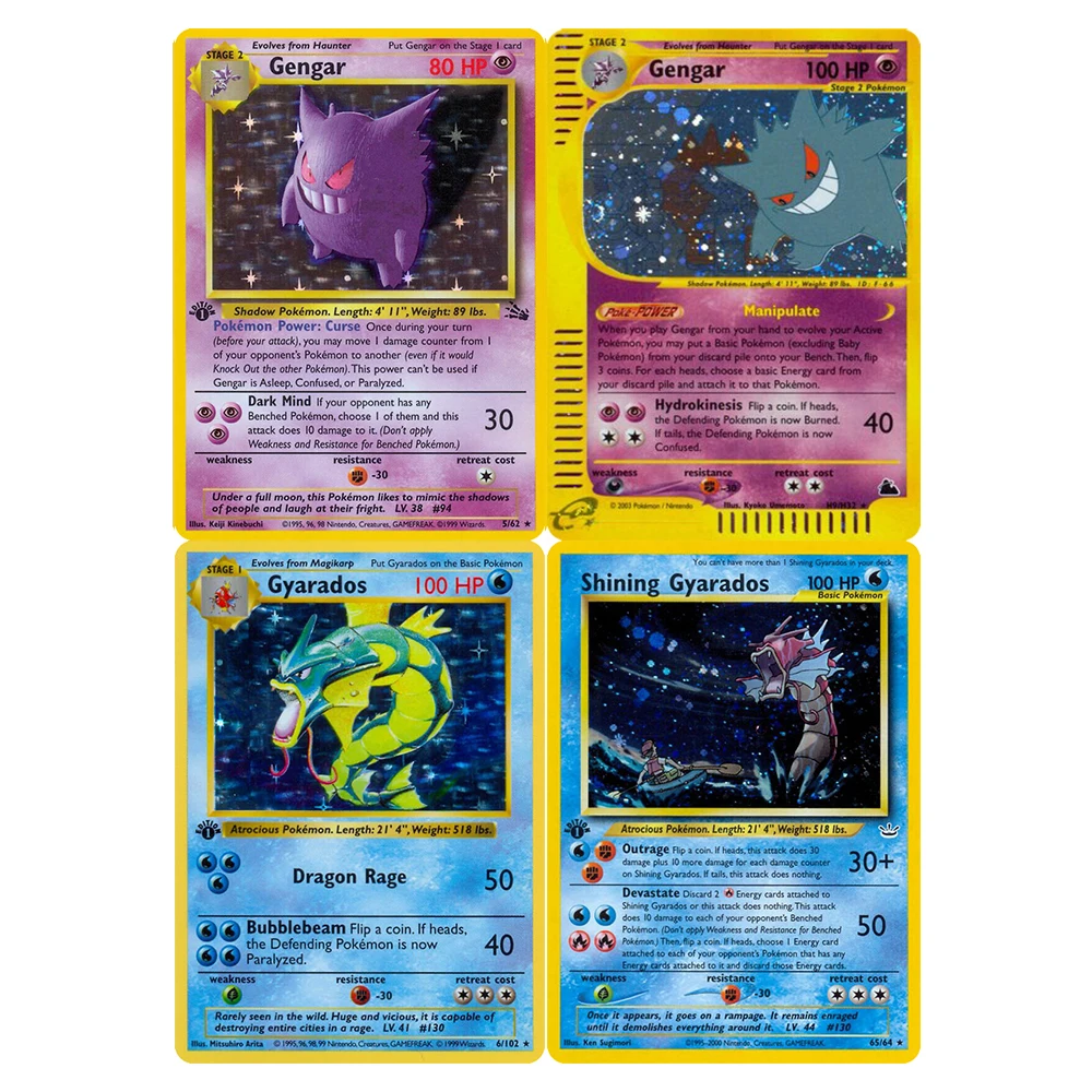 PKM 1996 1st Edition Base Set Single Flash Proxy Cards Charizard Blastoise  Shining Charizard Lugia Gengar Game Collection PTCG