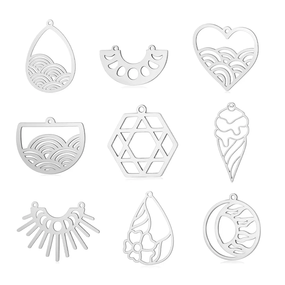10 sztuk/partia Zawieszki ze stali nierdzewnej w kształcie kropli wody DIY, hurtowe geometryczne elementy do wyrobu biżuterii, ananas, do tworzenia naszyjników, najwyższa jakość