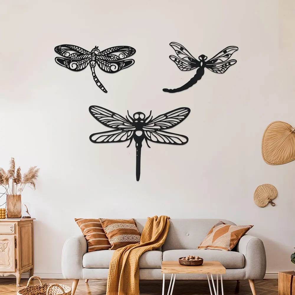 

3 Pieces Metal Dragonfly Wall Decor Outdoor Dragonfly Garden Art Metal Indoor Outdoor Fence Outside Hanging Decorations