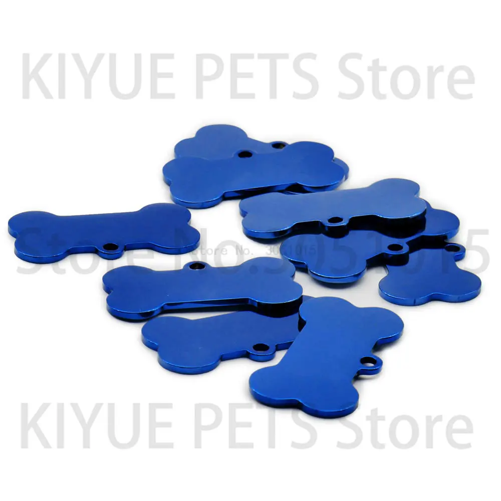 KIYUE Großhandel 100 Stück Bone Pet ID Tag Blank gravierter Edelstahl Heimtierbedarf Katzenhalsband Zubehör DIY Namensanhänger personalisiert 8