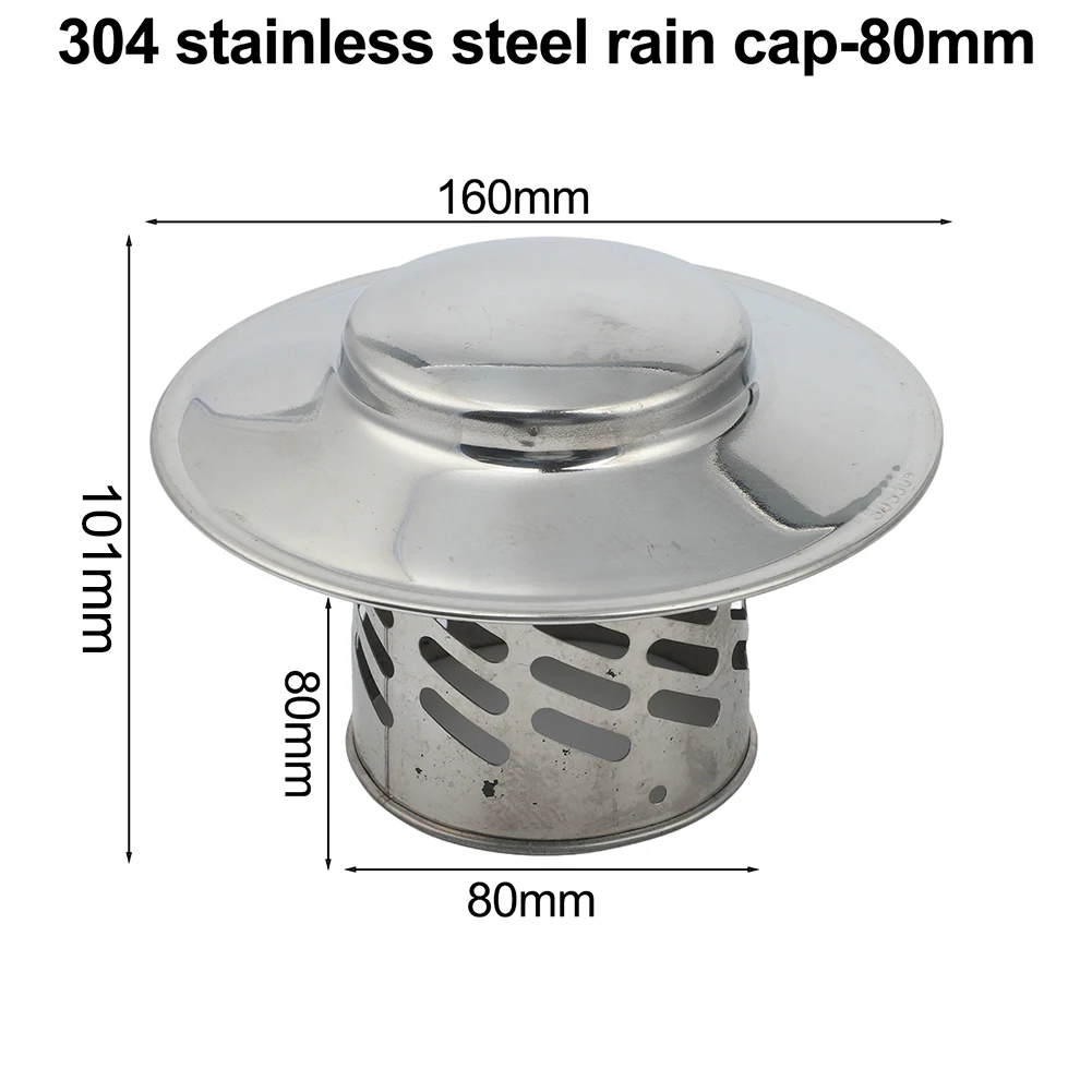 

Stainles Steel Chimney Cap Exterior Wall Fresh Air Outlet Roof Pipe Exhaust Hood For Ventilation Ducts Chimneys 80mm/110mm/160mm