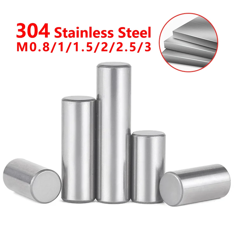 

1000Pcs M0.8 M1 M1.5 M2 M2.5 M3 304 Stainless Steel Cylindrical Pins Positioning 3-60mm Non-Standard Size Locat Parallel Pin