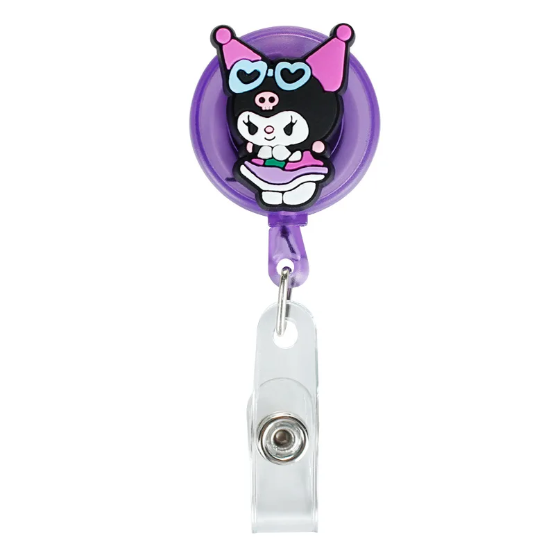 Cute Cartoon Kuromi Funny for ID Card Holder Scalable Toggle Clip Employee Card Doctor Nurse Chest Card Student Bus Card Holder - view 5