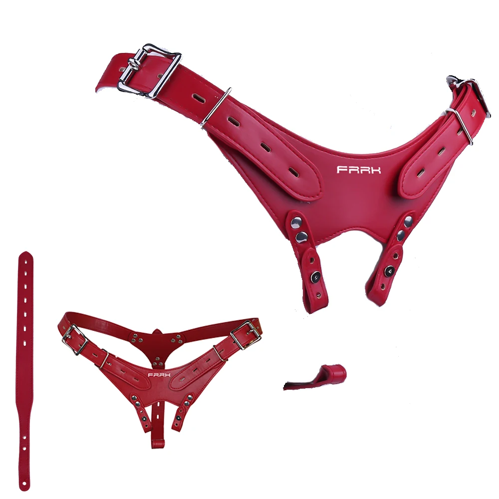 ORALSX PU Leather Male Chastity Cage Accessory Adjustable Restraint Belt For Metal Cock Cage Underwear Belts Sex Toys For Men