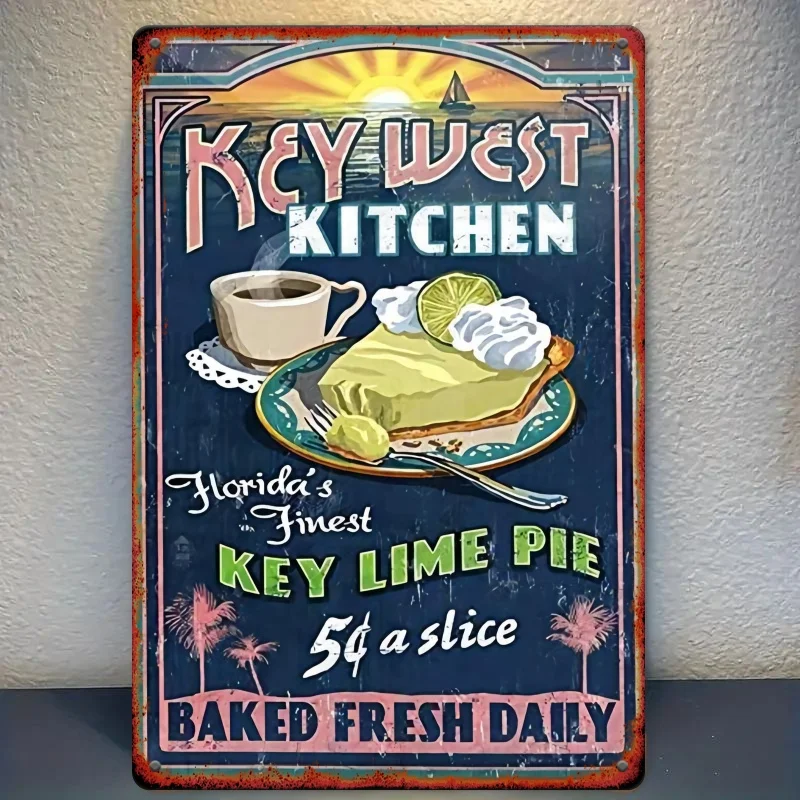 Letrero de hojalata de Metal Retro Key West Kitchen, 8x12 pulgadas, il mejor arte de tarta de lima con llave sin marco de Florida, hierro de estilo Vintage W, 1 ud.