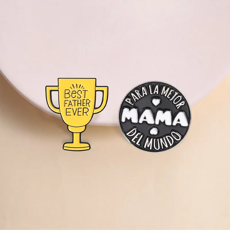 Pins Esmaltados para la Mejor Mamá del Mundo, Trofeo del Mejor Padre del Mundo, Broches de los Mejores Padres, Joyería de Insignias de Solapa, Regalos para Mamá y Papá