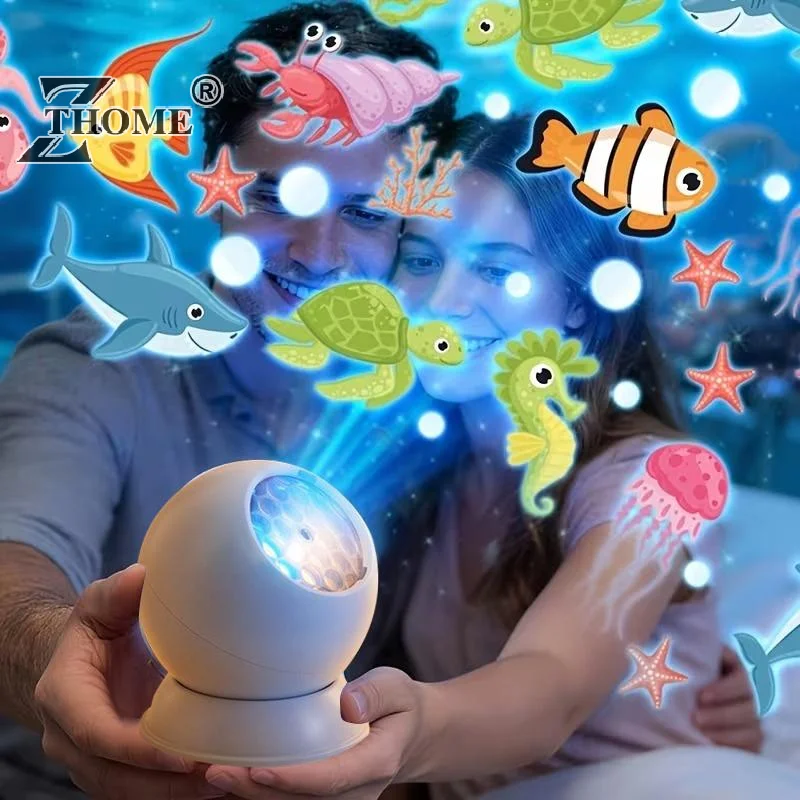 360 Rotating Ocean Projector Night Light Dynamic LED Atmosphere Lamp Indoor Bedroom Decorative Light