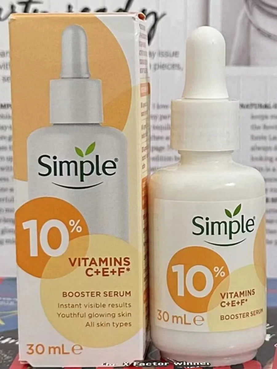 Simple 10% VITAMINS C+E+ F BOOSTER SERUM 30ml Brighten Skin Tone Antioxidant Hydration Repairing Rare Beauty Face Skincare