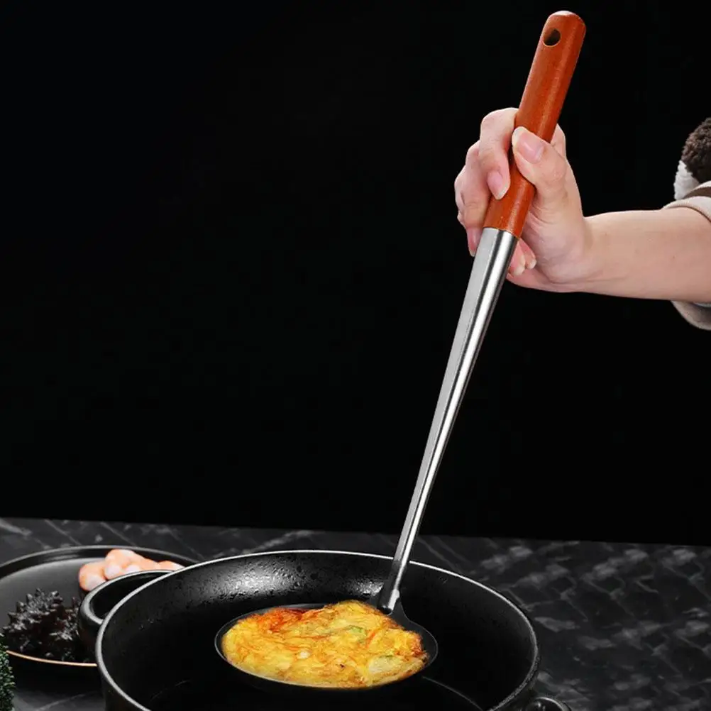 

Stainless Steel Frying Spoon Large Size Shallow Edge Kitchen Snack Mold Pancake Mold Kitchen Cooking Utensil Long H le Tool