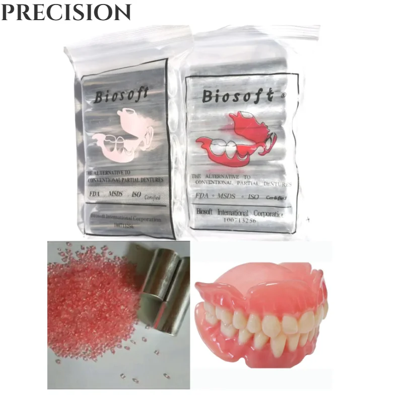 10Bag Dental Lab Flexible Partial Bio Invisible Denture Material Invisible Pink Acrylic WITH WITHOUT Streak Dentist Tool