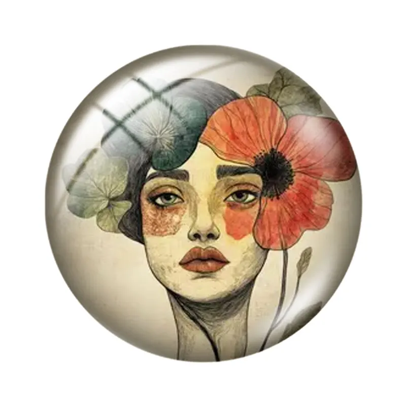 Girl Flower 12/18/20/25mm glass cabochon  bracelet pendant rings for jewelry demo earrings back Making findings