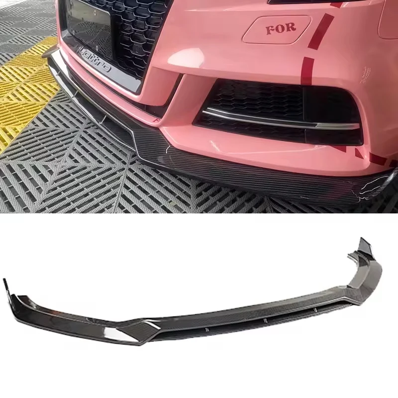 

New RS3 Dry Carbon Fiber Car Front Bumper Lip Splitter Compatible with Audi RS3 8V Bodyit Ture Factory Fitment