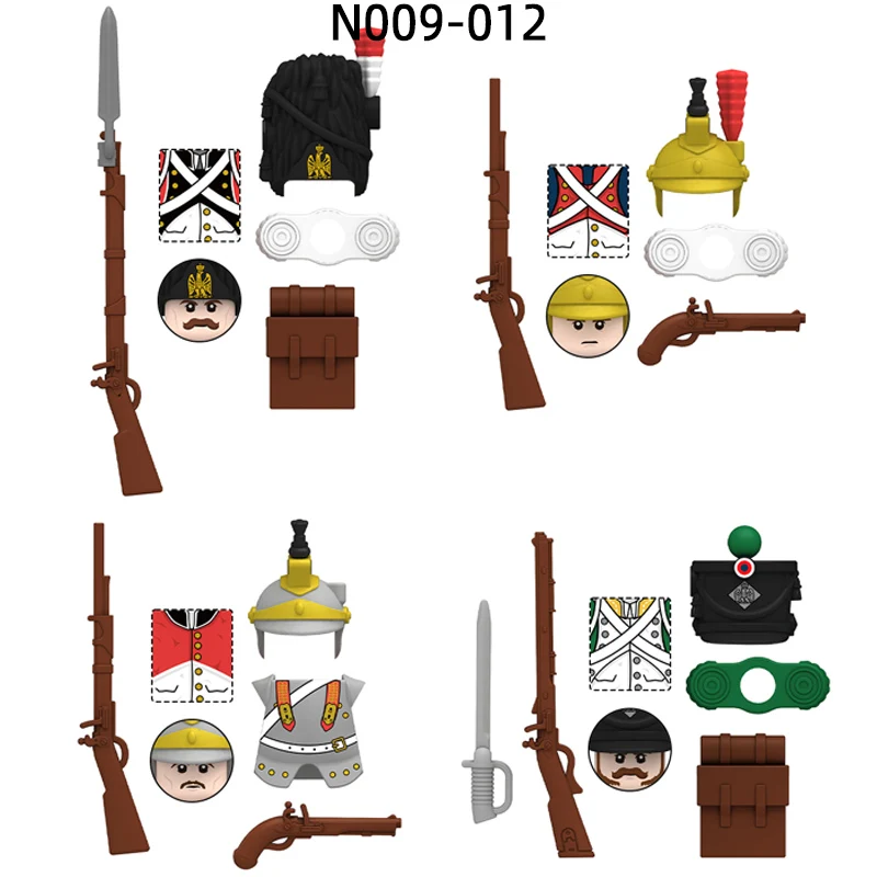 The Swiss Grenadier Dutch Dragoon Spanish Cuirasier Italian Light Infantry Model Blocks MOC Bricks Set Gifts Toys N009-N012