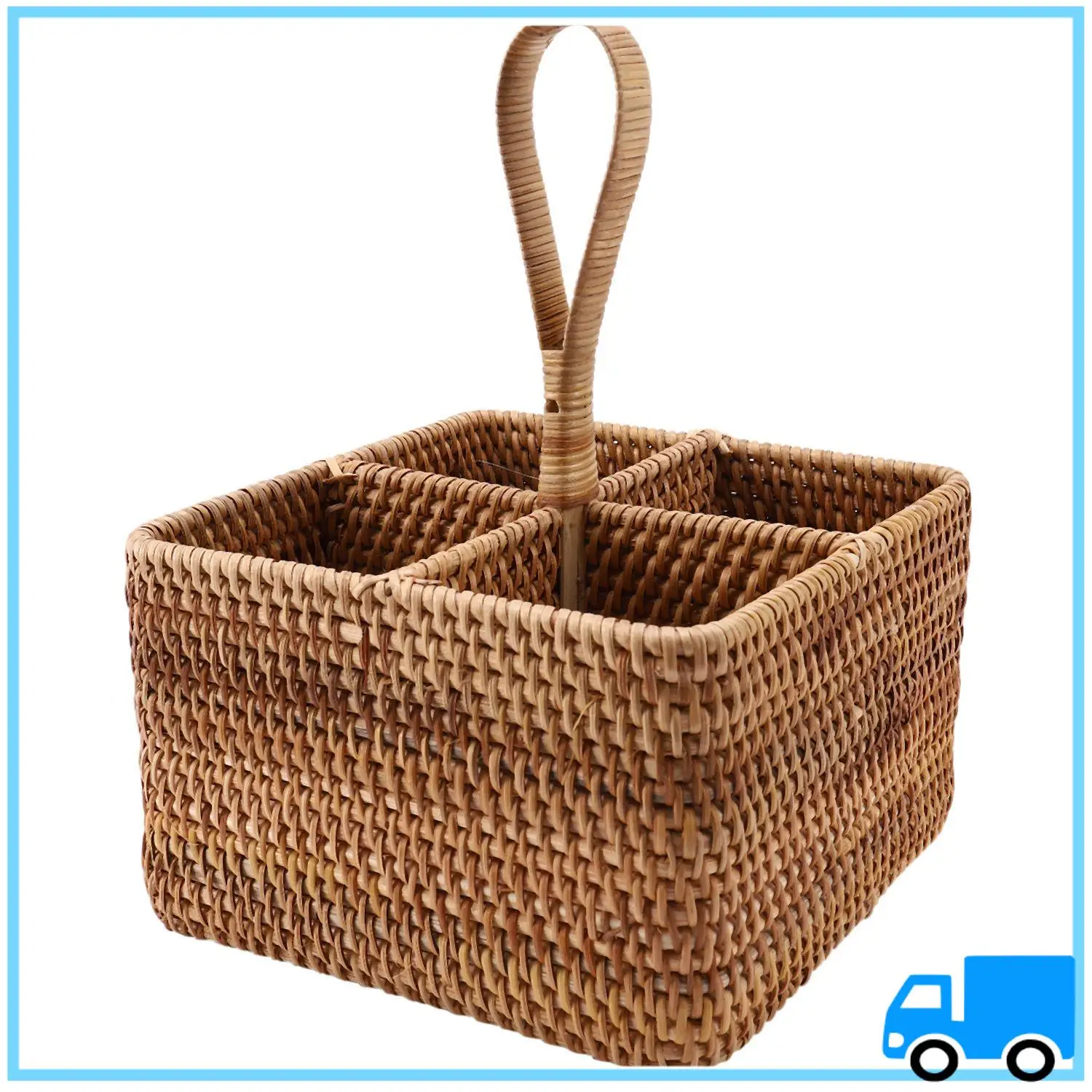 

Latest Hand-Woven Wicker Straw Storage Basket Portable Four Compartment Classification Storage Fruit Basket Home Storage