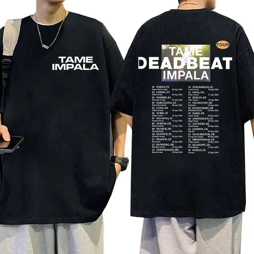 Tame Impala Deadbeat 2025 Tour Album T-Shirt, Unisex Psychedelic Rock Hip Hop Loose Cotton Short Sleeve Streetwear T-shirts