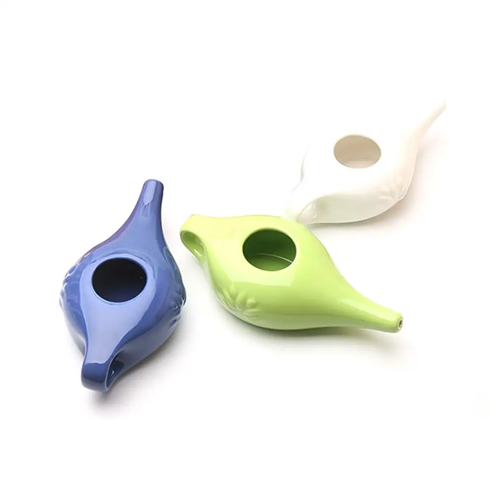 Ceramic Neti Pot Rinsing Nose Washing Professional Yoga Stuff Irrigator Dust Leakproof Spout Tools for Cleaning Travel