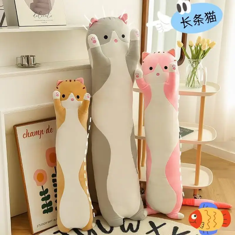 

50/70/90/110/130cm Funny Cute Soft Long Cat Plush Toys Pause Office Nap Pillow Bed Sleep Home Decor Doll for Kids Girl Gift
