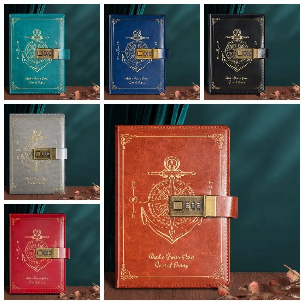 

Stationery Password Notebook Protecting Secrets Diary Book A5 Notebook with Lock Retro Stain Resistant Travelers Journal Student