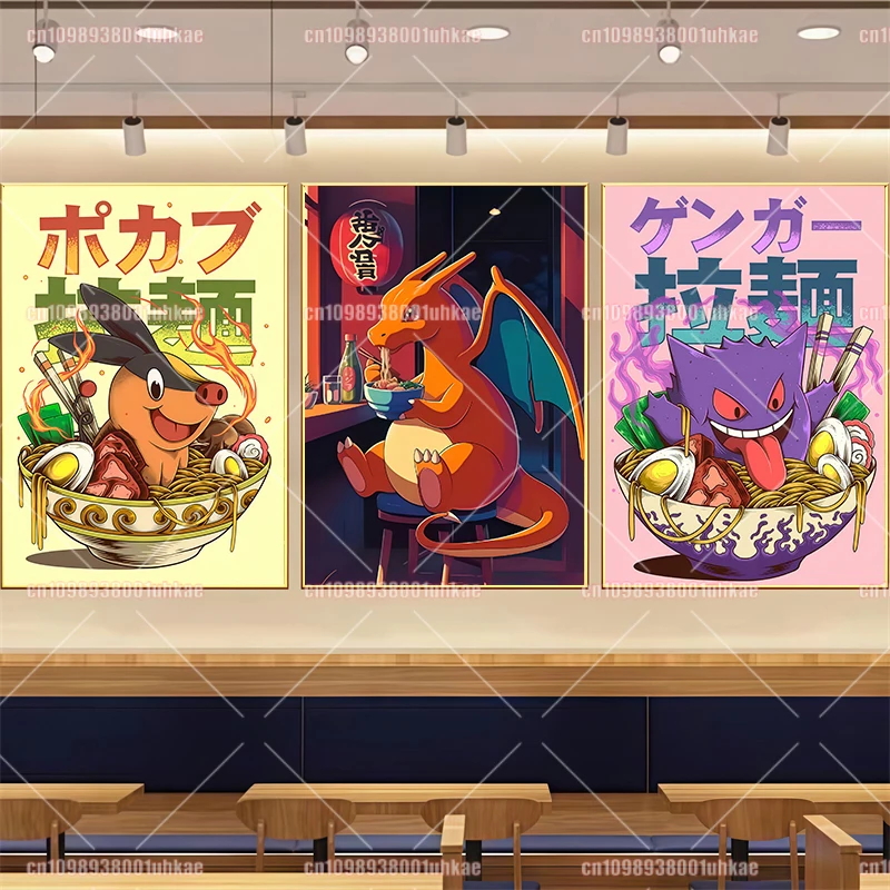 Anime Pokemon Charmander Gengar Squirtle Eevee Snorlax Charizard Bulbasaur Art Poster Unframed HD Canvas Painting Holiday Gift