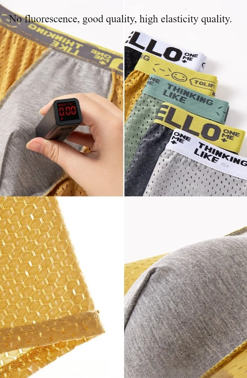 6 Stück Mesh-Eisseide Boxershorts für Herren, Atmungsaktive Sexy Slim-Fit Nahtlose Unterhosen in Übergröße 4X – Detail 12