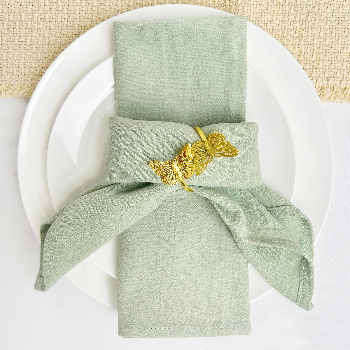 20PC 30X45CM Cotton Hotel Serving Cloth Napkins Fabric Family Dinner Kitchen Green Tea Towels Table Mat Wedding Table Decoration