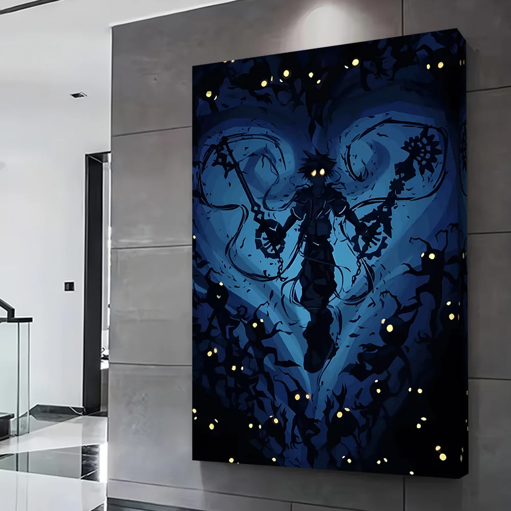 Kingdom Hearts Sora Surrounded By Shadows Poster Customizable Printed Canvas Painting Wall Art Gift for Luxury Decoration Room