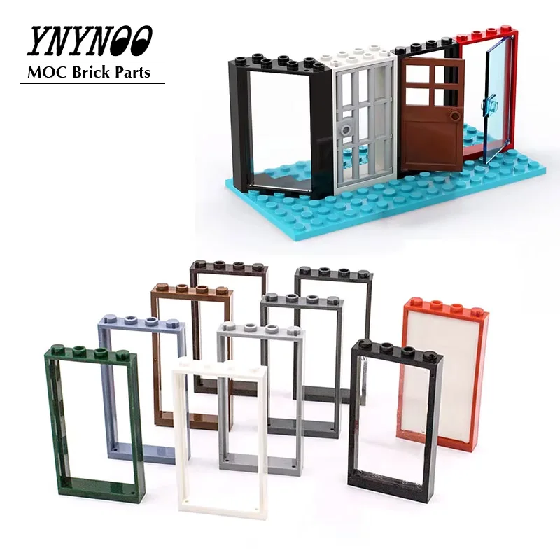 

8Set/lot 57895 MOC Windows and Doors Frame 1x4x6 Glass 60596 for City Street House Window Building Blocks DIY Bricks Toys Parts