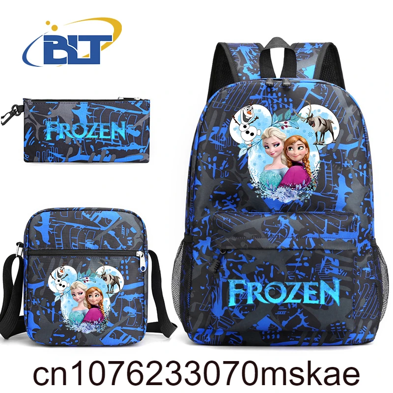 Disney Frozen Elsa and Anna print kids school bag set student backpack shoulder bag pencil case 3-piece set for girls